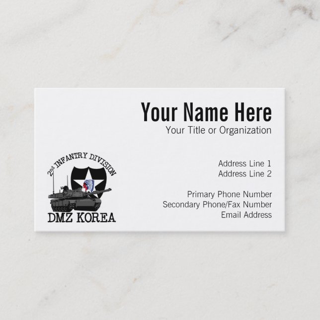 2nd ID DMZ Korea Vet Business Card (Front)