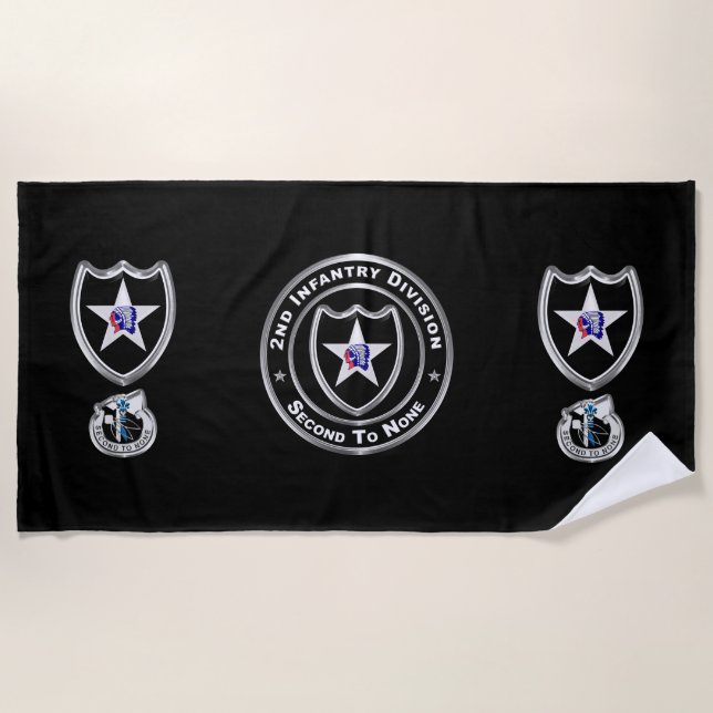 2nd Infantry Division  Beach Towel (Front)