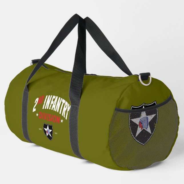 2nd Infantry Division "Indianhead" Distressed Duffle Bag (Right Corner)