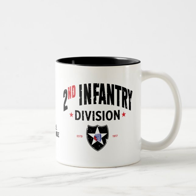 2nd Infantry Division "Indianhead" Distressed Two-Tone Coffee Mug (Right)
