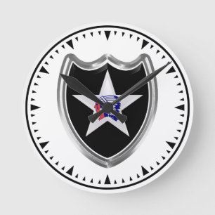 2nd Infantry Division Keepsake  Round Clock