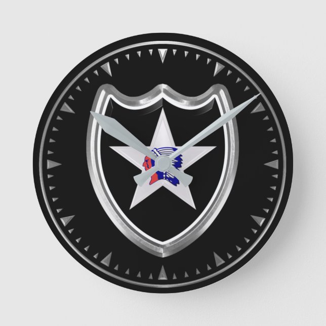 2nd Infantry Division Keepsake Round Clock (Front)