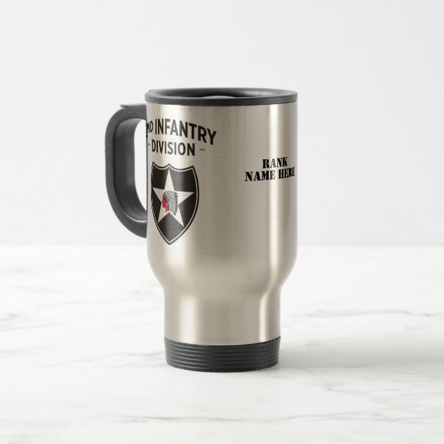 2nd Infantry Division Patch - Customizable Travel Mug (Front Left)
