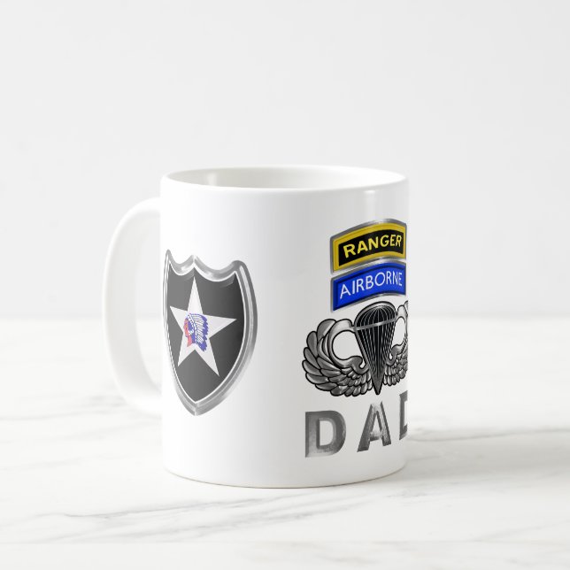 2nd Infantry Division Ranger Airborne Dad Coffee Mug (Front Left)
