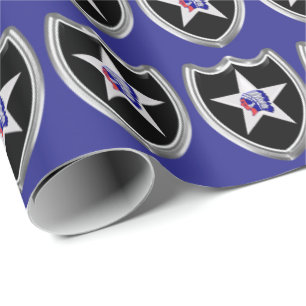 2nd Infantry Division Silver Framed Patch Wrapping Paper