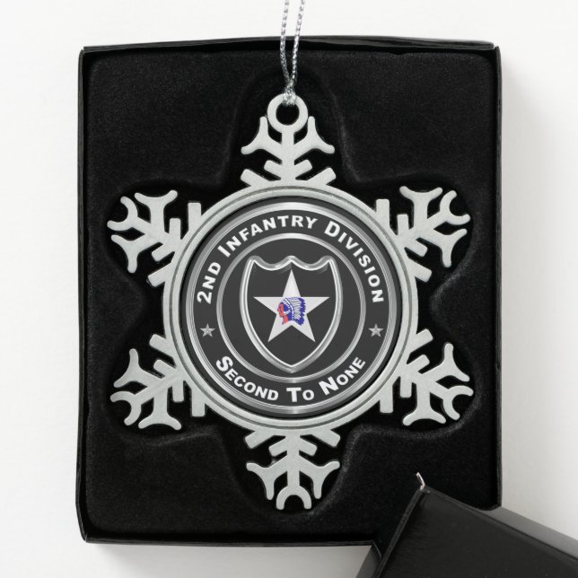 2nd Infantry Division   Snowflake Pewter Christmas Ornament (Box)