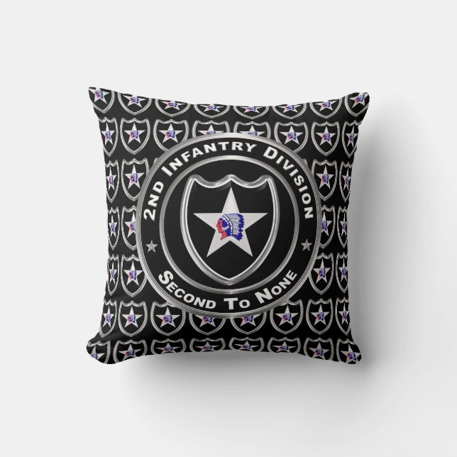 2nd Infantry Division  Throw Pillow (Front)