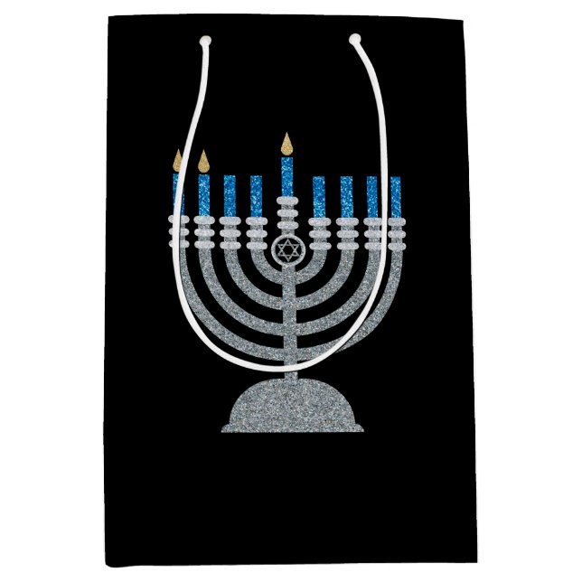 2nd Night of Hanukkah Glitter Medium Gift Bag (Front)