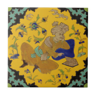 2nd of Pair Turbaned Man Persian Antique Repro Tile