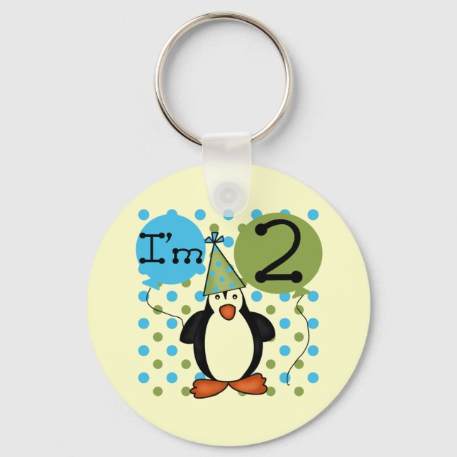 2nd Penguin Birthday Tshirts and Gifts Keychain (Front)