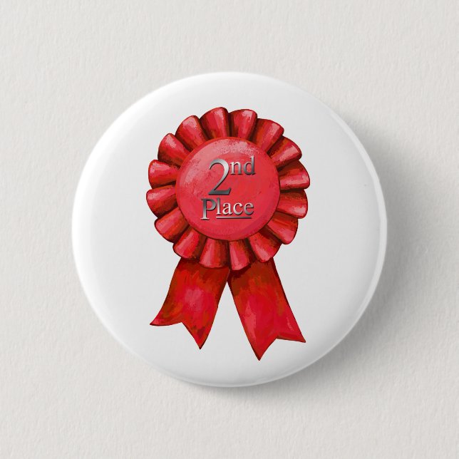 2nd Place Ribbon Winner Badge 2 Inch Round Button (Front)