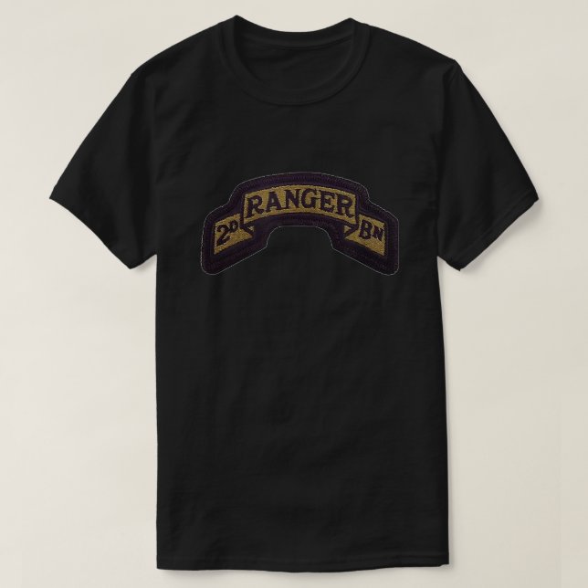 2nd Ranger Bat Scroll U.S. Army Green T-Shirt (Design Front)