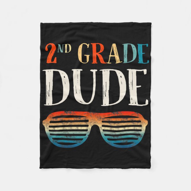 2nd Second Grade Dude Sungles Back To School Boys  Fleece Blanket (Front)
