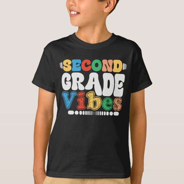 2nd Second Grade Vibes Funny Back To School Groovy T-Shirt (Front)