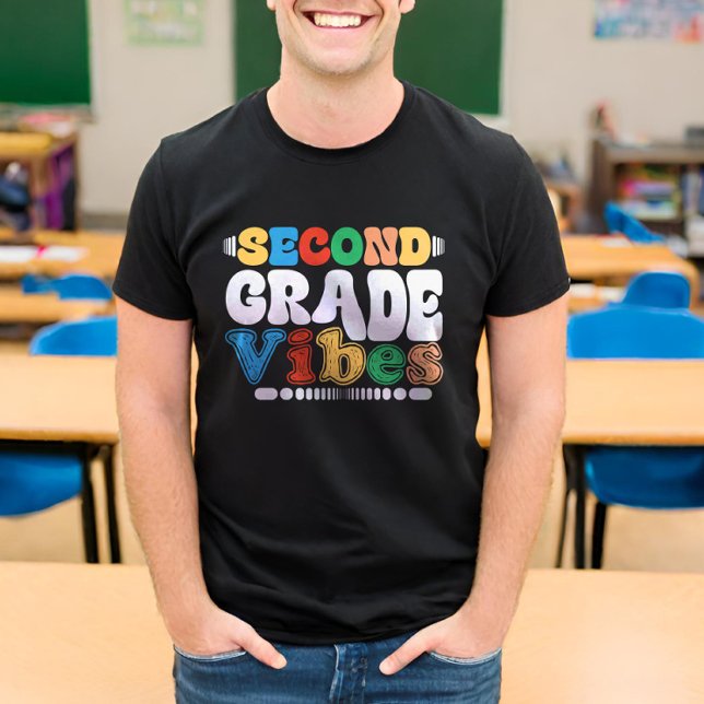 2nd Second Grade Vibes Funny Back To School Groovy T-Shirt (Creator Uploaded)