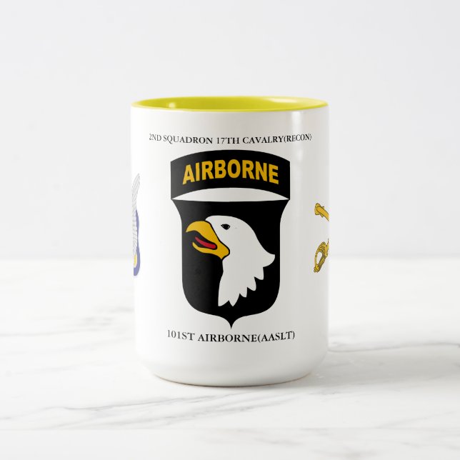 2ND SQUADRON 17TH CAVALRY(RECON) 101ST AIRBORNE Two-Tone COFFEE MUG (Center)
