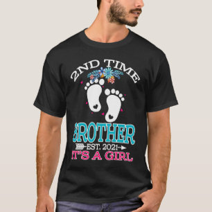 2nd Time Brother 2021 It's A Girl Second Baby Anno T-Shirt