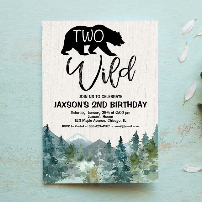 2nd Two Wild birthday boy rustic mountains forest Invitation (Creator Uploaded)