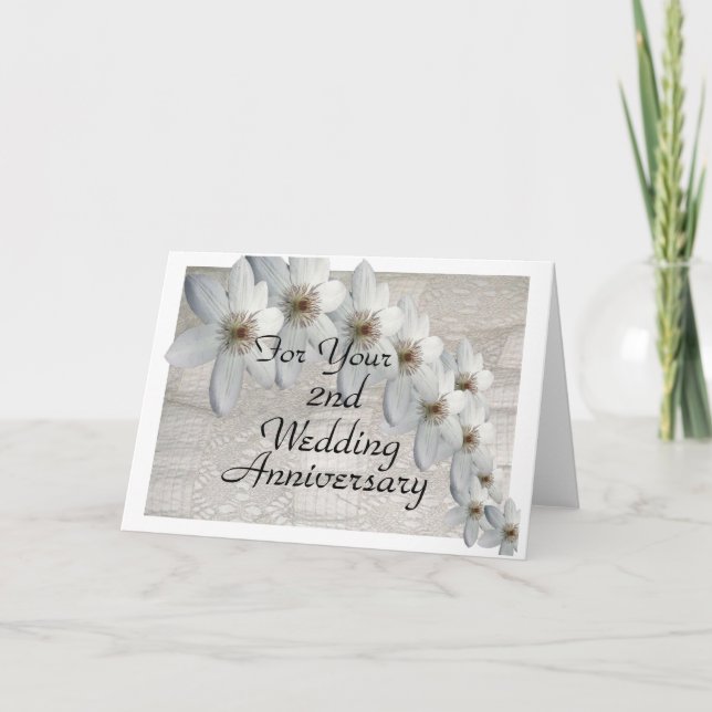 2nd Wedding Anniversary Card Traditional Template (Front)