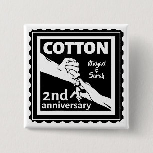 2nd Wedding anniversary couple holding hands 2 Inch Square Button
