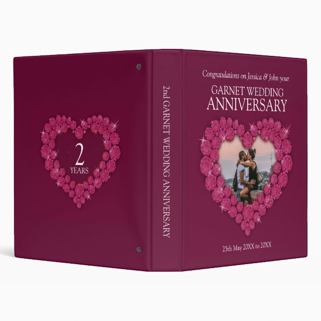 2nd wedding anniversary garnet heart photo binder (Background)