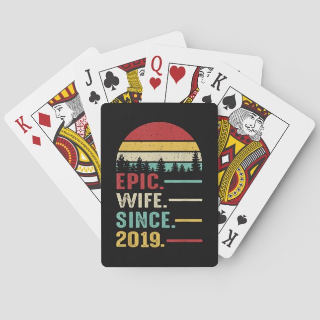 2nd Wedding Anniversary Gift for Her Epic Wife Playing Cards (Back)