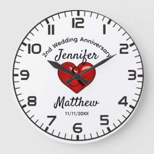 2nd Wedding Anniversary Gift Personalised Large Clock