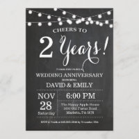 2nd Wedding Anniversary Invitation Chalkboard
