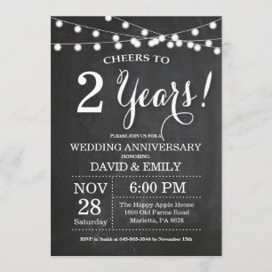 2nd Wedding Anniversary Invitation Chalkboard