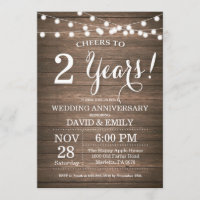 2nd Wedding Anniversary Invitation Rustic Wood