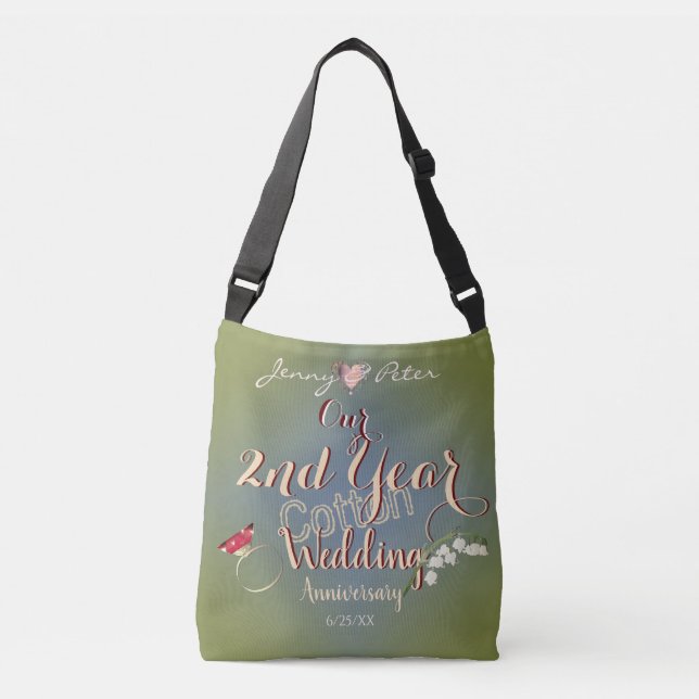 2nd Wedding Anniversary Lily of the Valley Crossbody Bag (Front)
