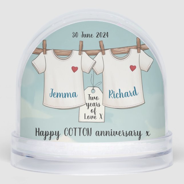 2nd wedding anniversary romantic Snow Globe (Front)