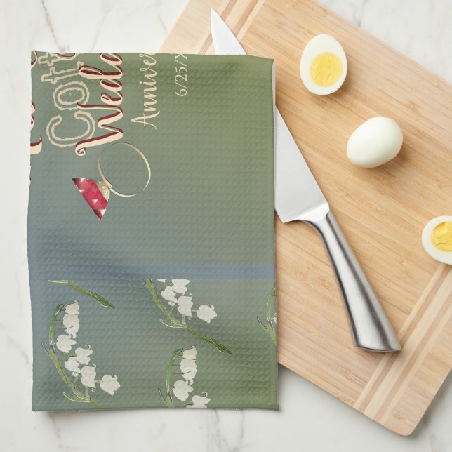 2nd Year Cotton Wedding Anniversary   Kitchen Towel (Quarter Fold)