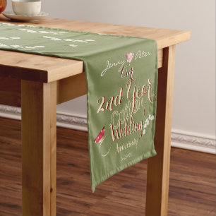 2nd Year Cotton Wedding Anniversary Short Table Runner