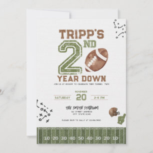 2nd Year Down Boy Football Birthday Invitation