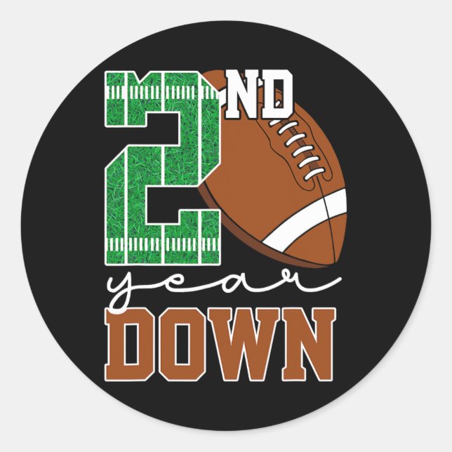 2nd Year Down Football Lover Second Birthday Boy P Classic Round Sticker (Front)