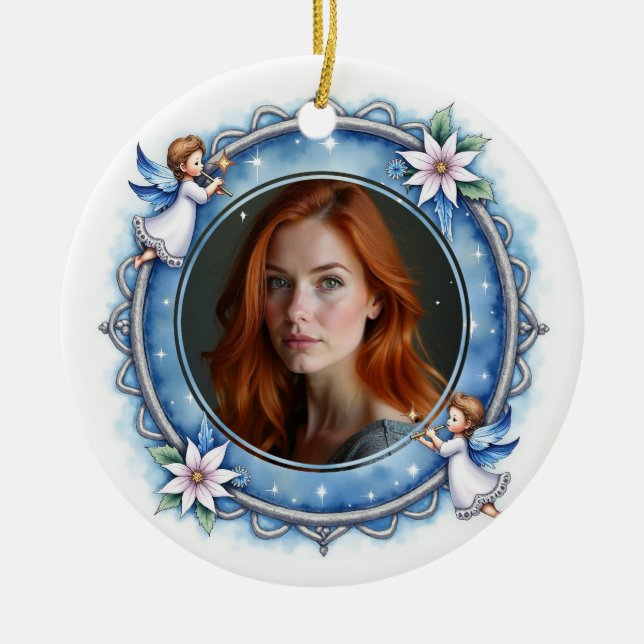 2sided Memorial Celestial Remembrance Ceramic Ornament (Front)