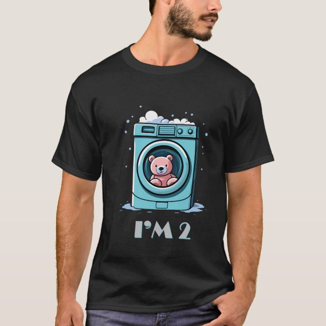 2Th Birthday Kid I Am 2 New Year Washing Machine T T-Shirt (Front)