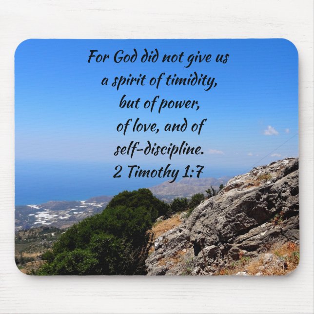 2Timothy 1:7 Spirit Of Timidity Custom Bible Verse Mouse Pad (Front)