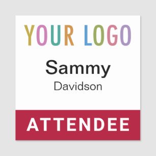 2x2 Attendee Name Badge Event Logo Dark Red Square