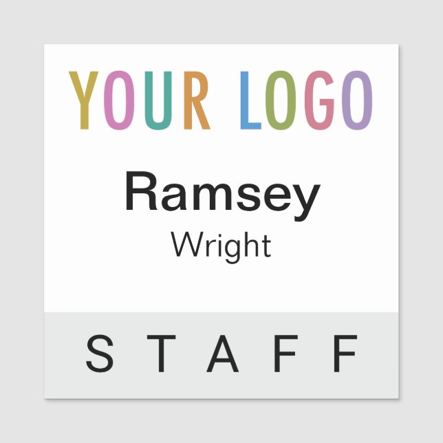 2x2 Staff Name Badge Business Logo Pin or Magnetic (Front)