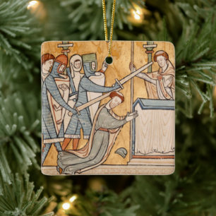 2x An Early Martyrdom of St. Thomas Becket in Art Ceramic Ornament