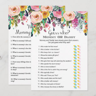 2x Games Flower Garden Baby Shower 5x7" Size Invitation