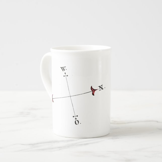 2yo - maps of norway – compass rose bone china mug (Front Left)