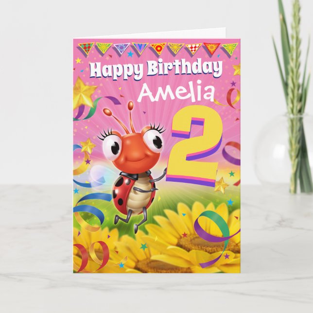 2yrs Custom birthday card Little Ladybug range (Front)