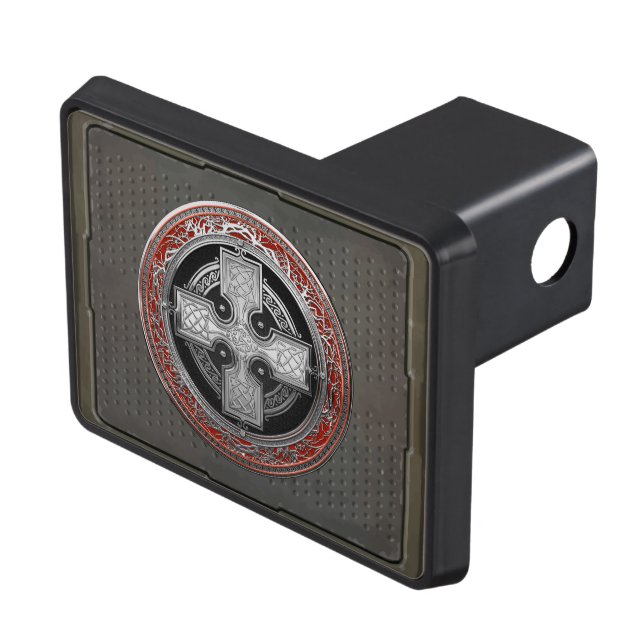 [300] Ancient Celtic Sacred Silver Knot Cross Trailer Hitch Cover (Top Right)