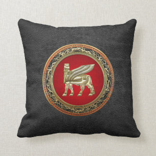 [300] Babylonian Winged Bull Lamassu [3D] Throw Pillow