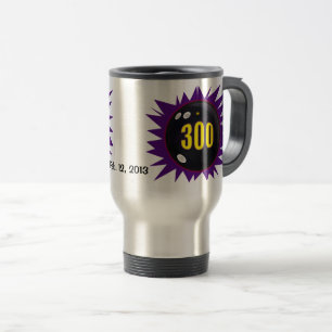 300 Bowling Game, with date bowled, Travel Mug