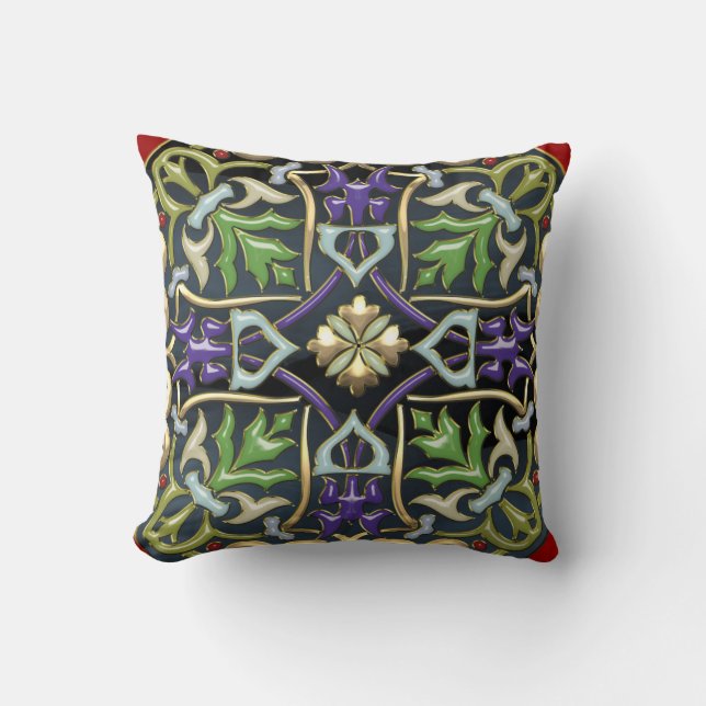 [300] Celtic Cross [Gold with Black Enamel] Throw Pillow (Front)