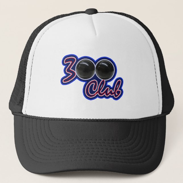 300 CLUB - PERFECT GAME IN BOWLING (BLUE) TRUCKER HAT (Front)
